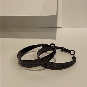 Black glitter hoop earrings